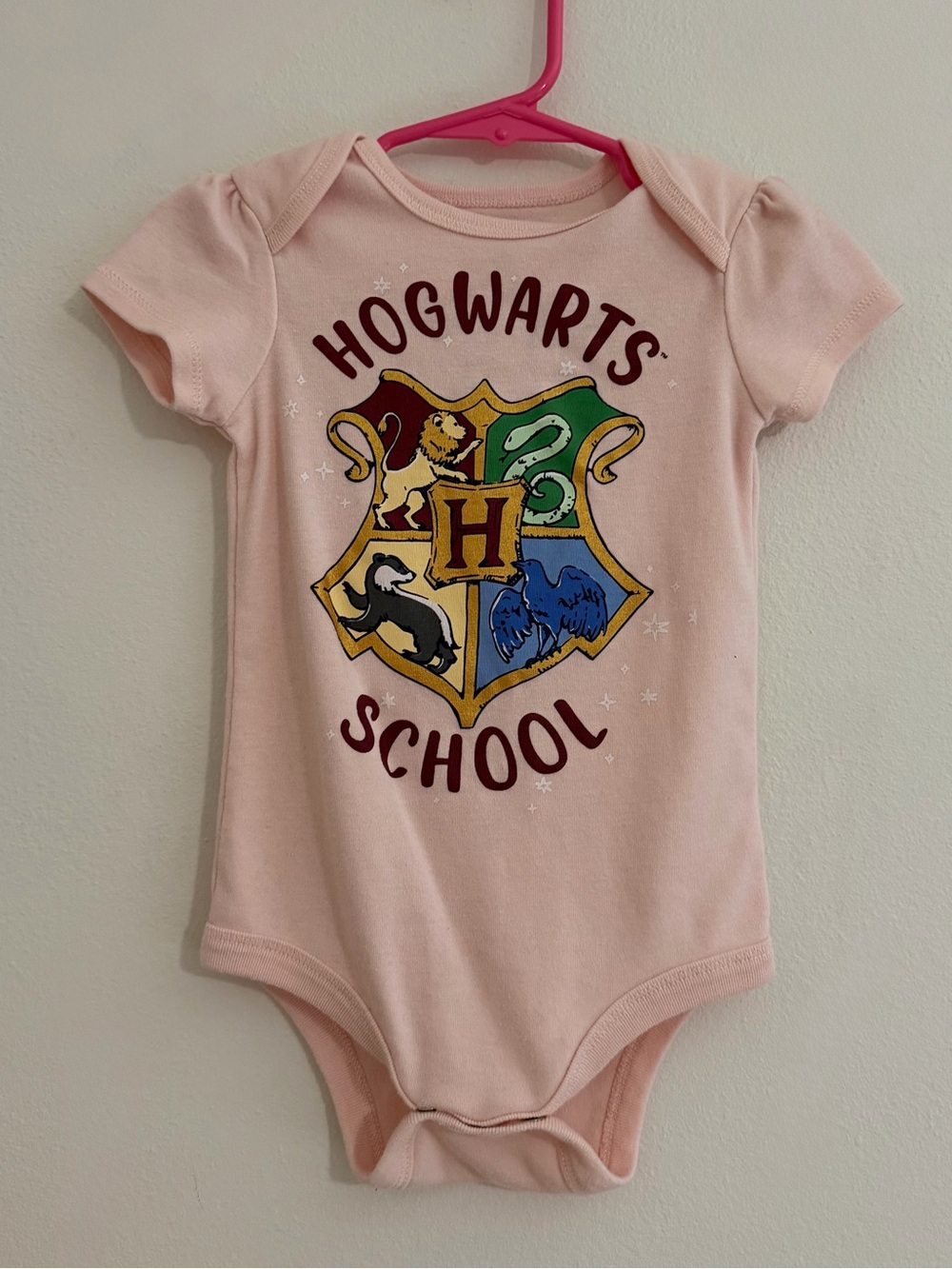 Harry Potter Hogwarts School Baby Girl Pink Onsie 18 month